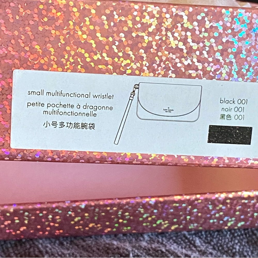 KATE SPADE NWT Joeley Multifunction Wristlet Wallet Black Sparkle Leather IN BOX - Picture 11 of 15